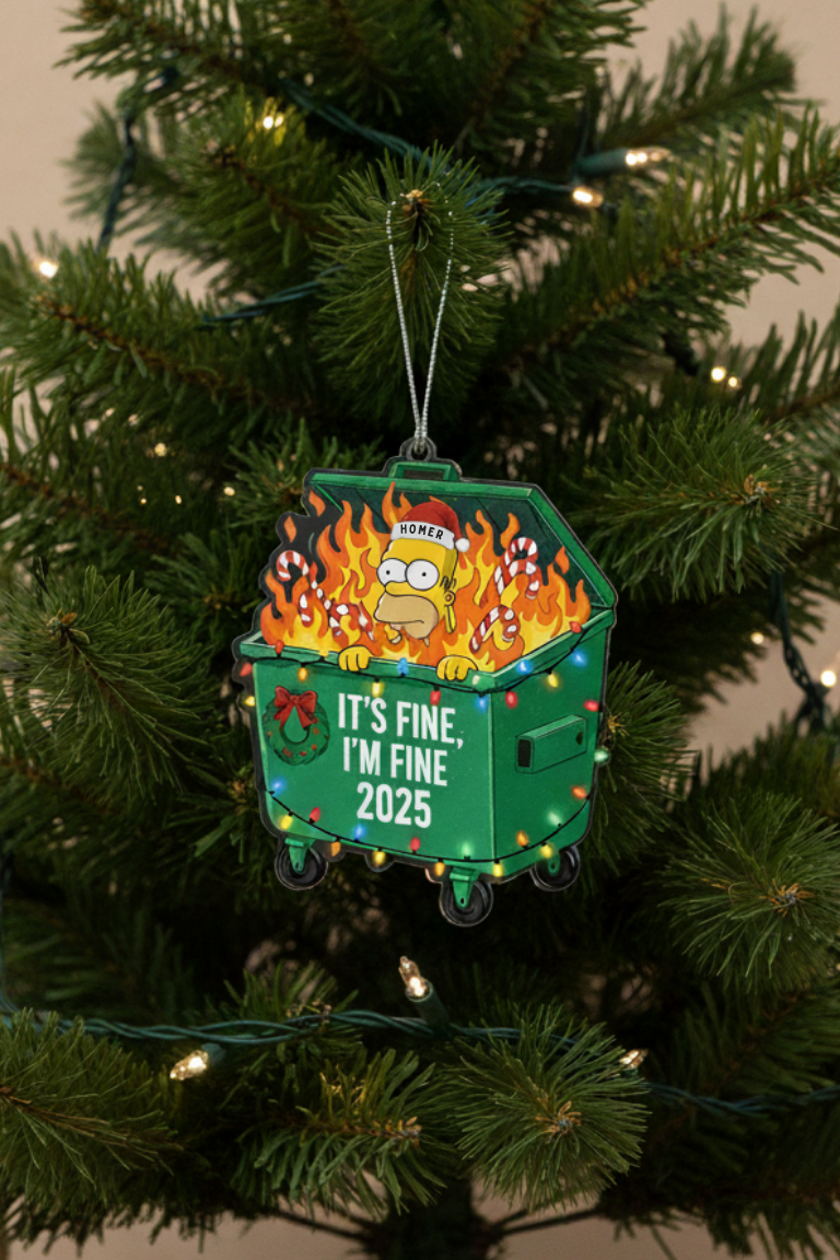 Homer Dumpster Fire Christmas Tree Ornament
