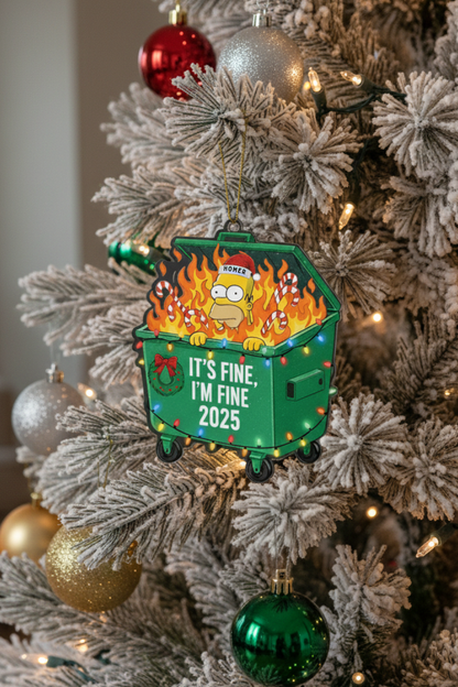 Homer Dumpster Fire Christmas Tree Ornament